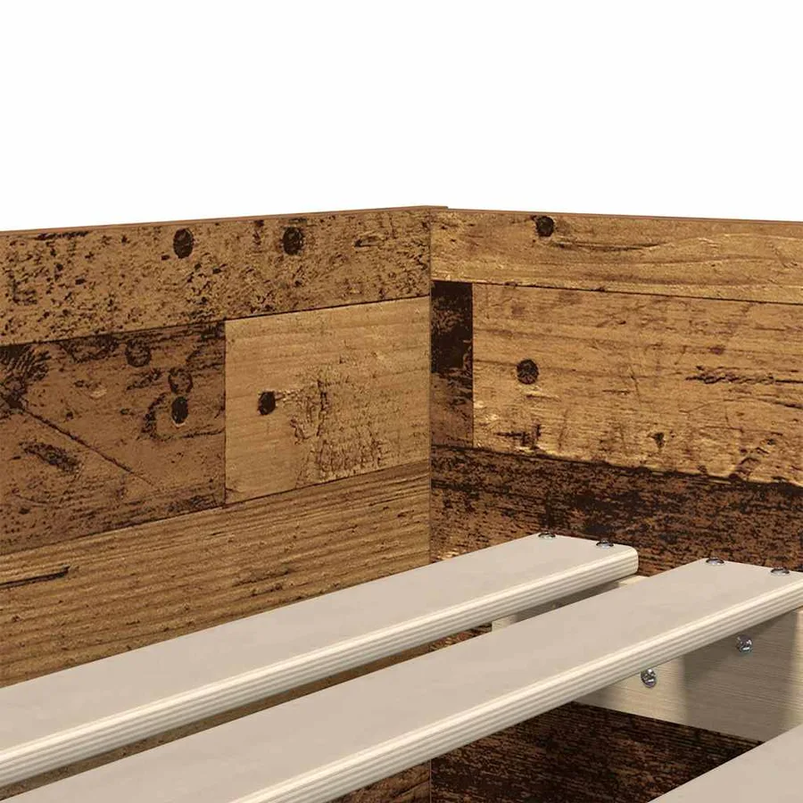 Cadre de lit avec tiroir Bois Ancien 90 x 200 cm Pin massif - 9