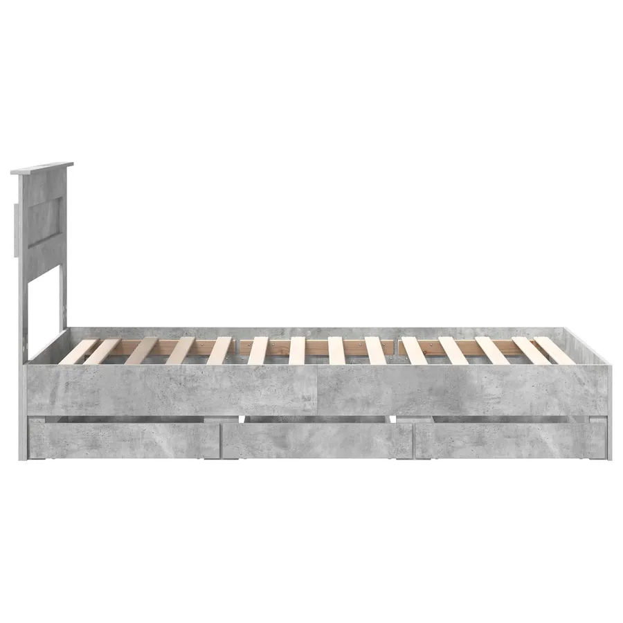 Cadre de lit avec tiroir Gris béton 75 x 190 cm Bois Ingénierie - 9
