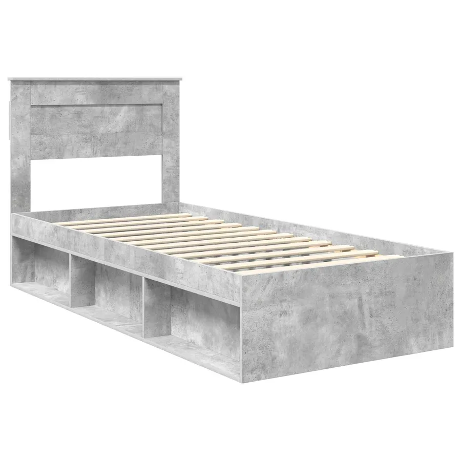 Cadre de lit Gris Béton 75 x 190 cm Bois de pin massif - 4