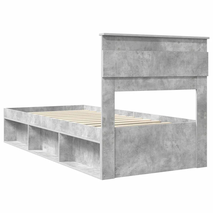 Cadre de lit Gris Béton 75 x 190 cm Bois de pin massif - 9