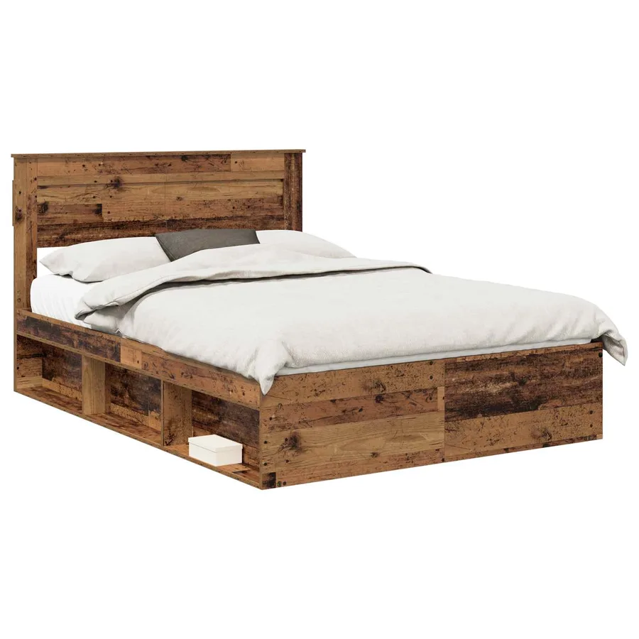 Cadre de lit Bois ancien 140 x 190 cm Bois de pin massif - 2