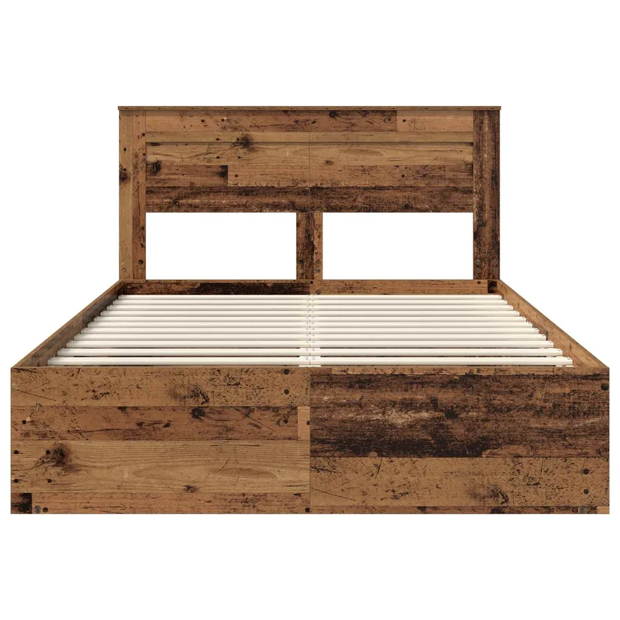 Cadre de lit Bois ancien 140 x 190 cm Bois de pin massif - 7