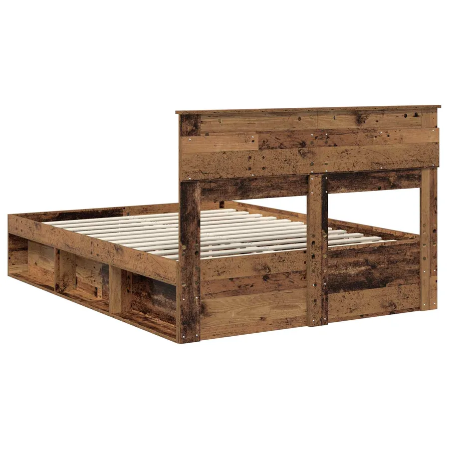Cadre de lit Bois ancien 140 x 190 cm Bois de pin massif - 9