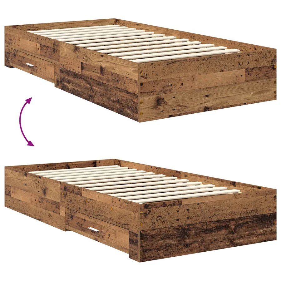 Cadre de lit Bois ancien 100 x 200 cm Bois d'ingénierie - 12
