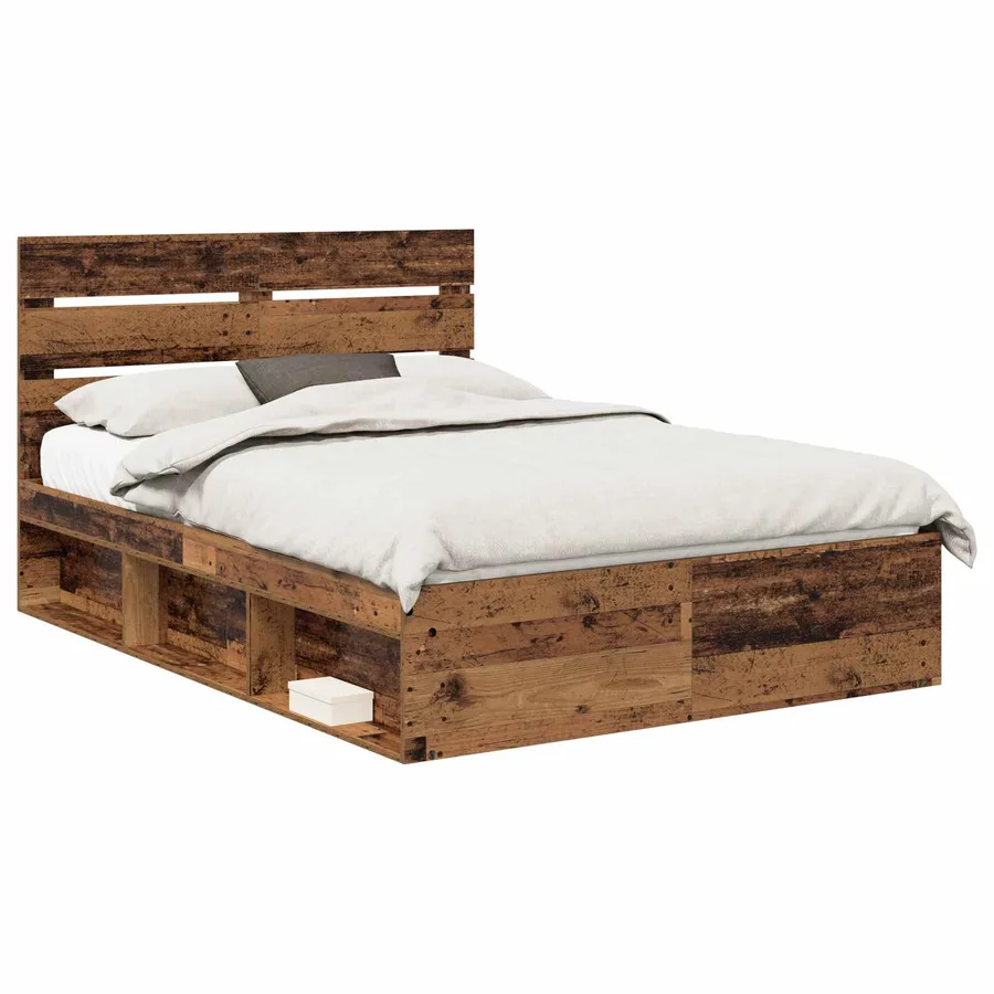 Cadre de lit Bois ancien 140 x 190 cm Bois de pin massif - 2