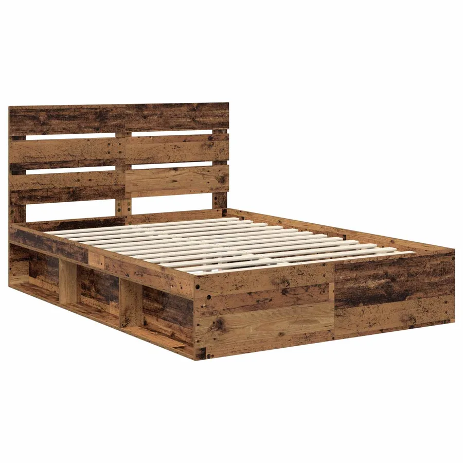 Cadre de lit Bois ancien 140 x 190 cm Bois de pin massif - 4