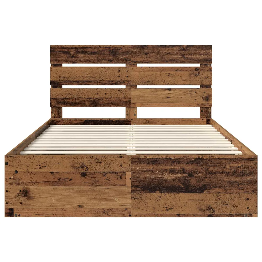 Cadre de lit Bois ancien 140 x 190 cm Bois de pin massif - 7