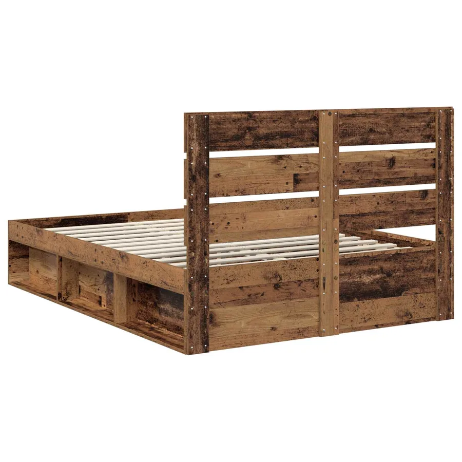 Cadre de lit Bois ancien 140 x 190 cm Bois de pin massif - 9
