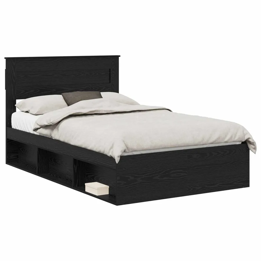 Cadre de lit avec stockage Noir 120 x 190 cm Bois de pin massif - 2