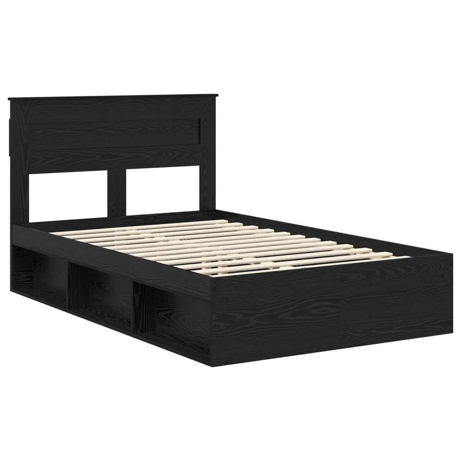 Cadre de lit avec stockage Noir 120 x 190 cm Bois de pin massif - 4