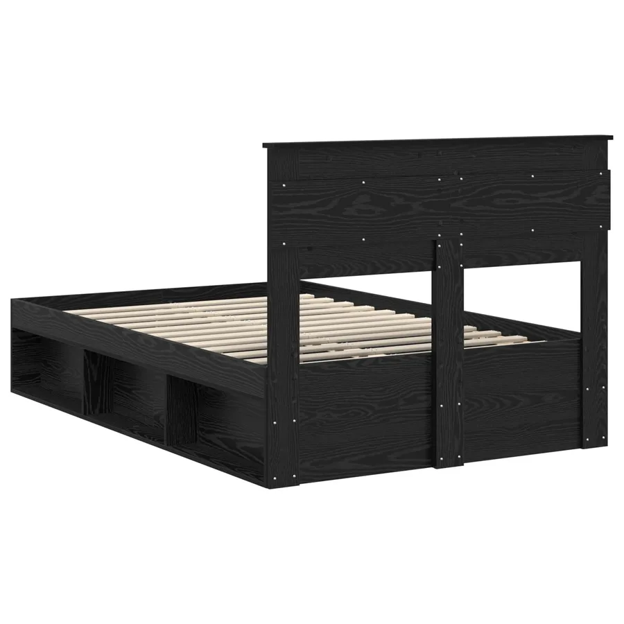 Cadre de lit avec stockage Noir 120 x 190 cm Bois de pin massif - 9
