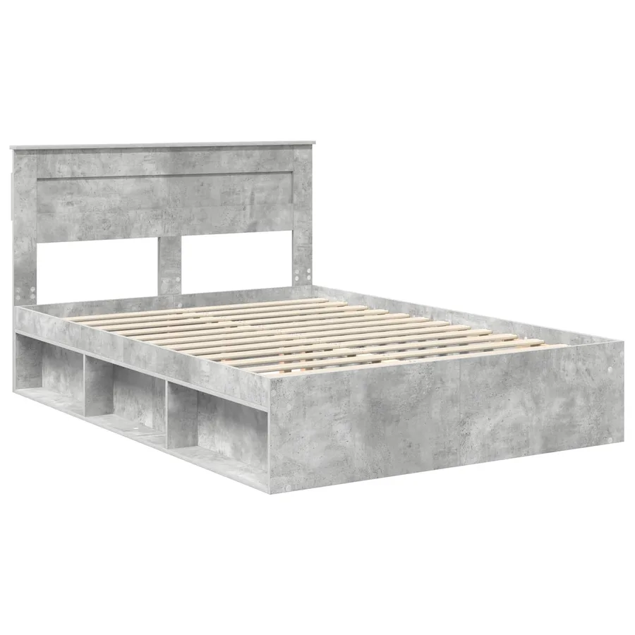 Cadre de lit Béton 140 x 200 cm Bois de pin massif - 4