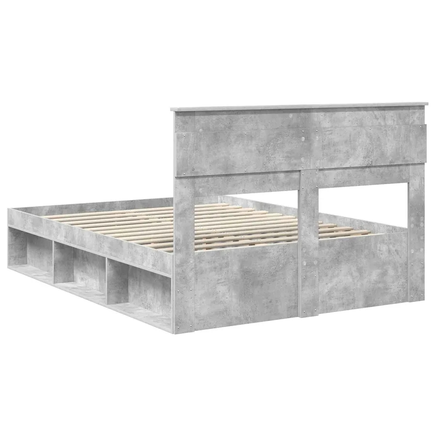 Cadre de lit Béton 140 x 200 cm Bois de pin massif - 9