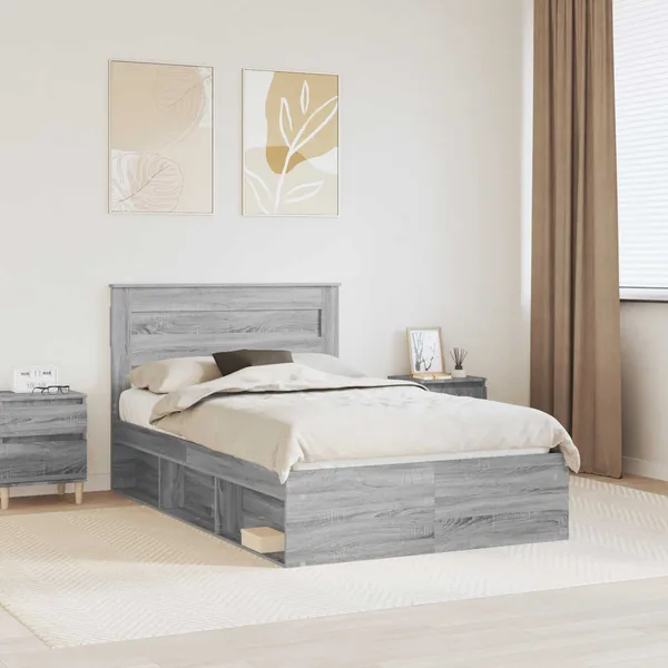 Cadre de lit Gris Sonoma 120 x 200 cm Bois de pin massif