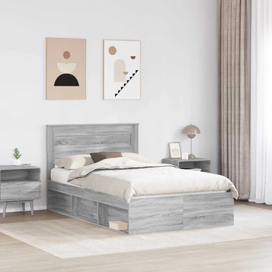 Cadre de lit Gris Sonoma 120 x 200 cm Bois de pin massif - 3