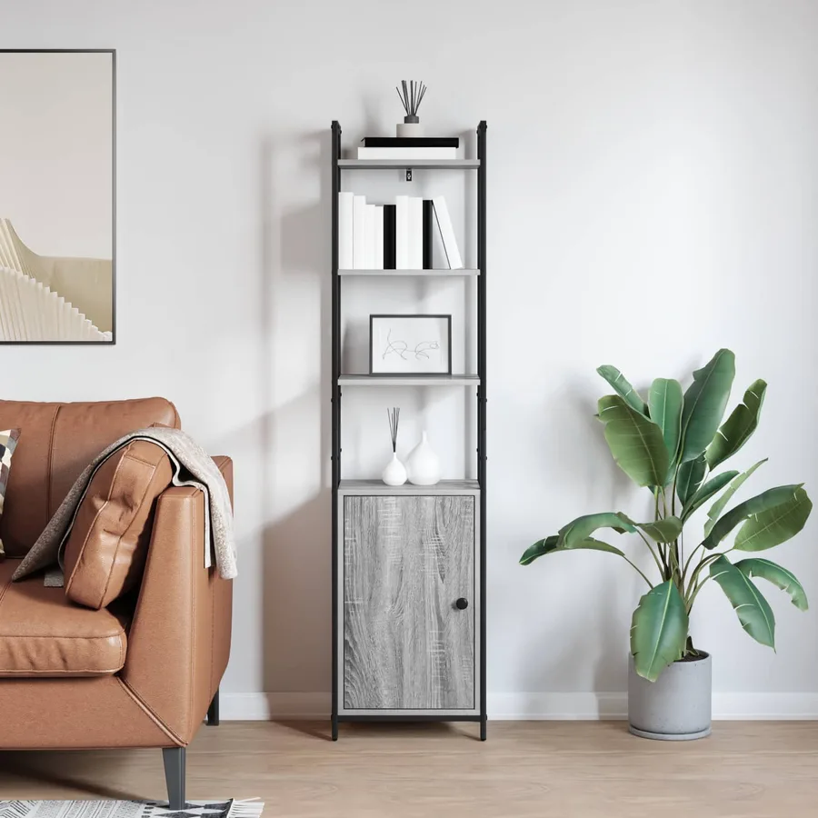 Bibliothèque Gris Sonoma 40 x 24 x 161 cm Bois d'ingénierie - 4