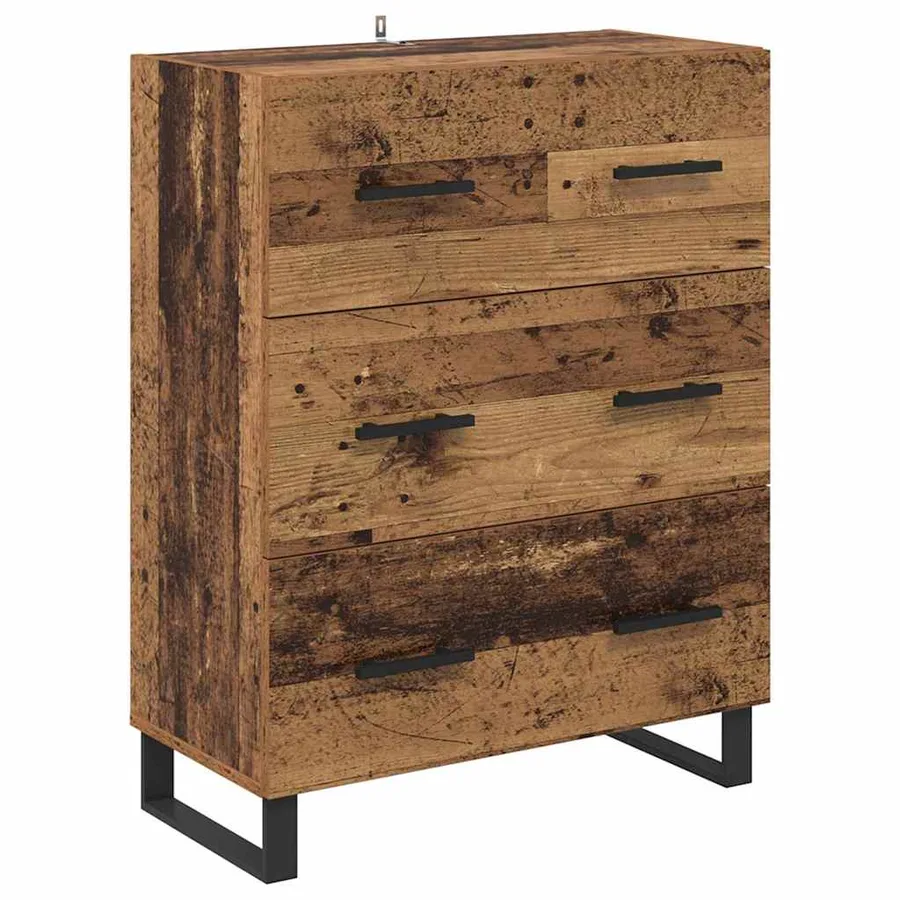 Haut Armoire avec tiroir 2 pcs Bois Ancien Bois d'ingénierie - 6