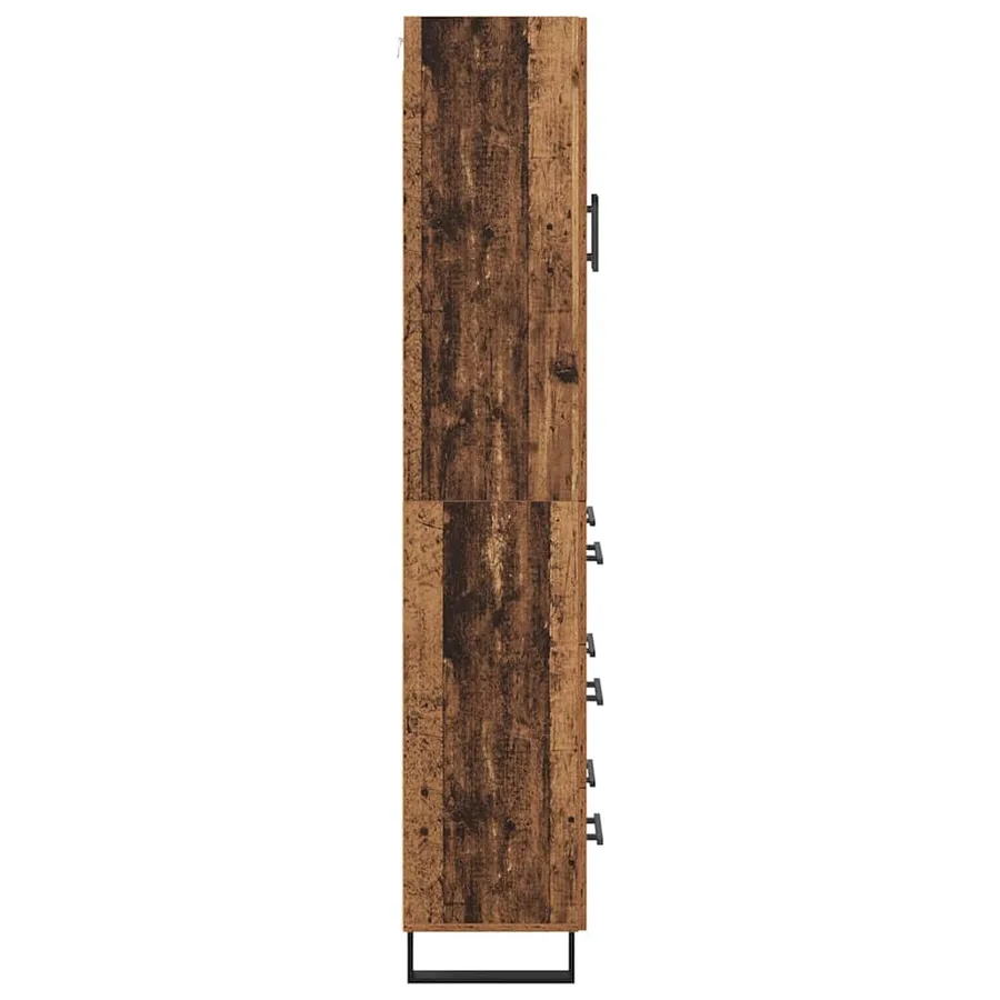Haut Armoire avec tiroir 2 pcs Bois Ancien Bois d'ingénierie - 9