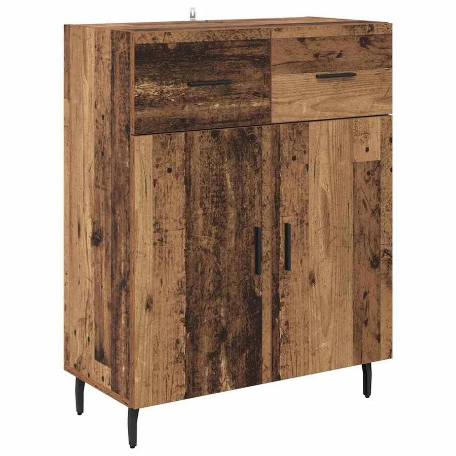 Haut Armoire avec tiroir 2 pcs Bois Ancien Bois d'ingénierie - 6