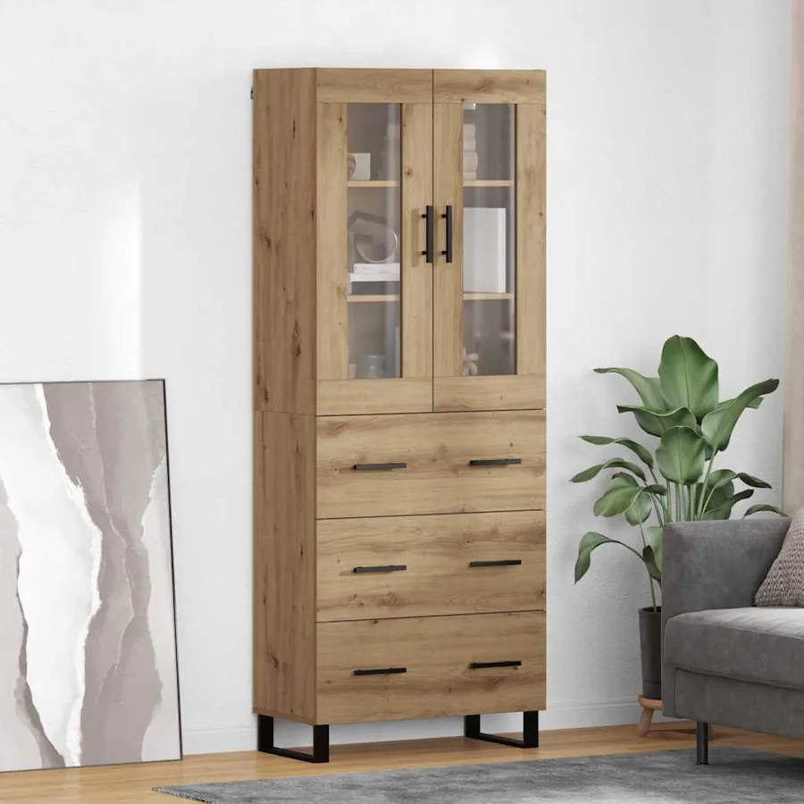 Haut Armoire 2 pcs Chêne artisanal 69,5 x 34 x 180 cm