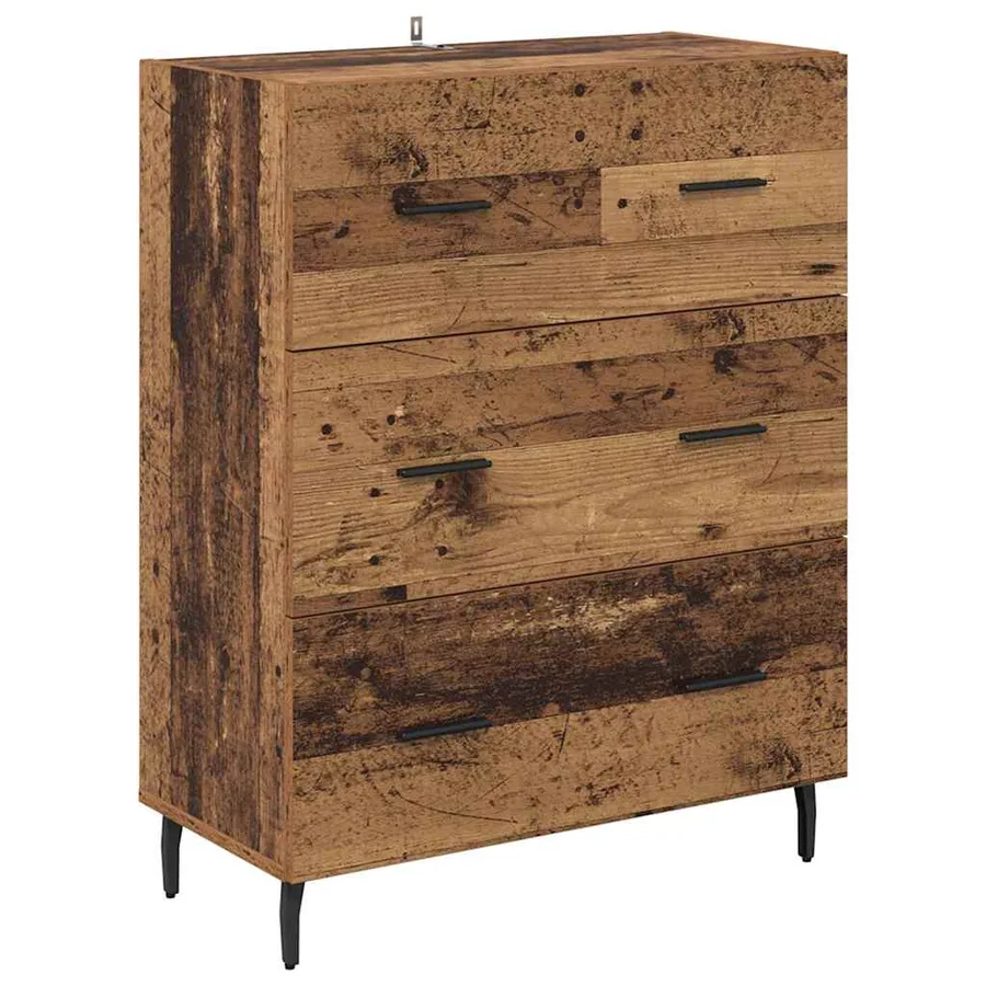 Haut Armoire avec tiroir 2 pcs Bois Ancien Bois d'ingénierie - 6