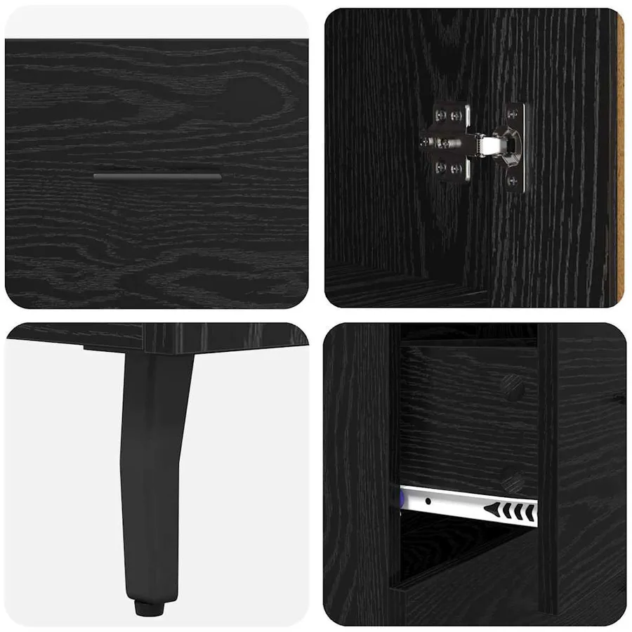 Haut Armoire 2 pcs Chêne noir Bois Aggloméré et Verre - 10