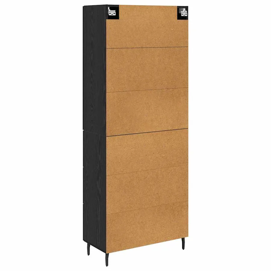 Haut Armoire 2 pcs Chêne noir Bois Aggloméré et Verre - 9