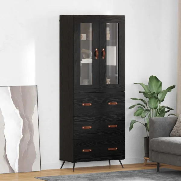 Buffet avec étagère 2 pcs Chêne noir Bois d'ingénierie