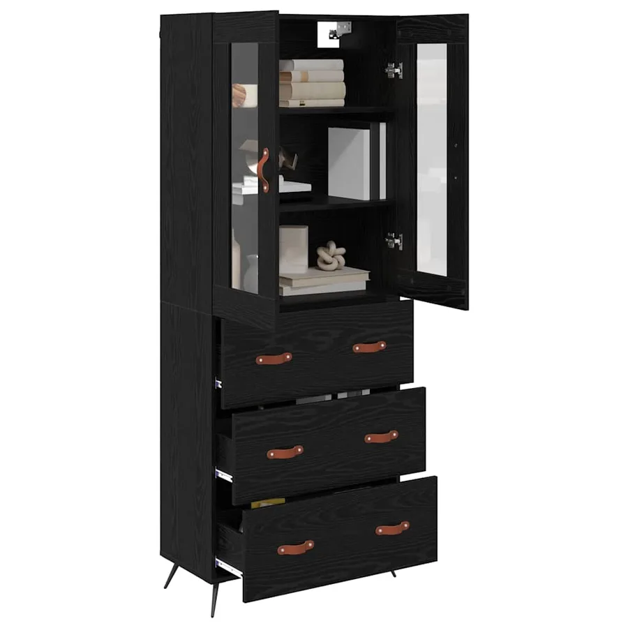 Buffet avec étagère 2 pcs Chêne noir Bois d'ingénierie - 3