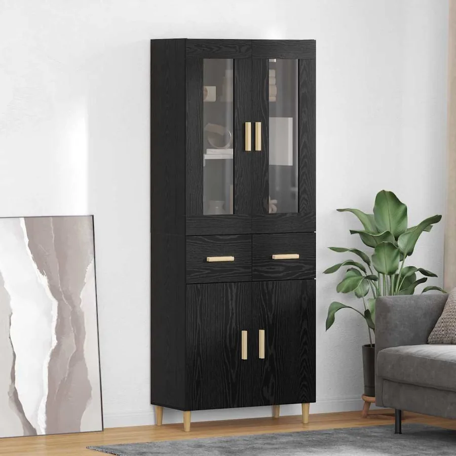 Haut Armoire Chêne noir 69,5 x 34 x 180 cm Bois d'ingénierie
