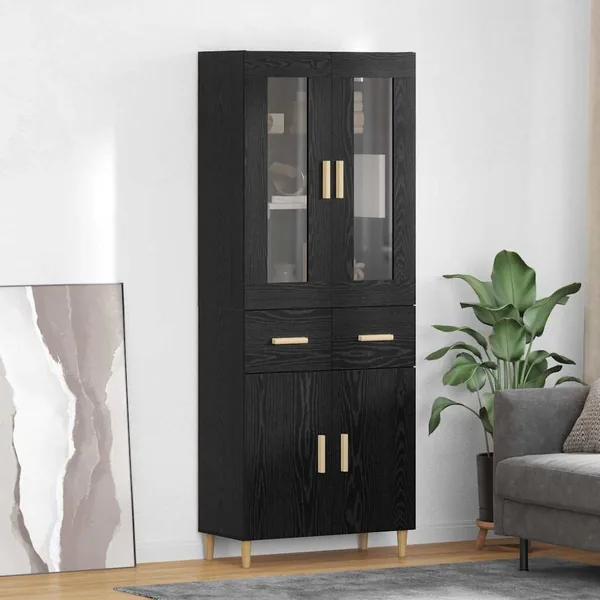 Haut Armoire Chêne noir 69,5 x 34 x 180 cm Bois d'ingénierie
