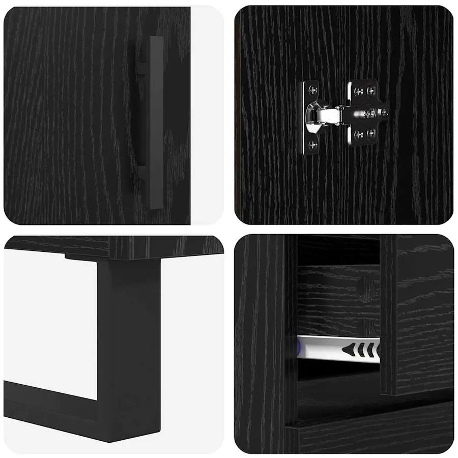 Haut Armoire avec tiroir 2 pcs Chêne noir Bois d'ingénierie - 11