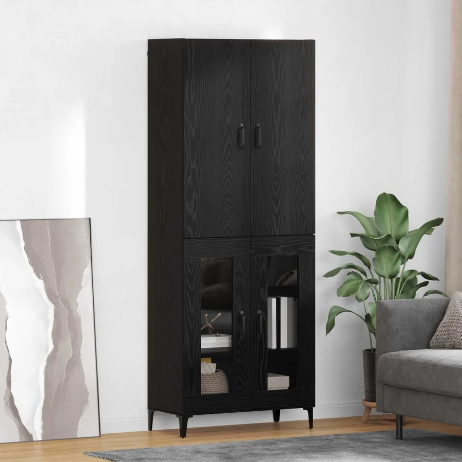 Haut Armoire Chêne noir 69,5 x 34 x 180 cm Bois d'ingénierie