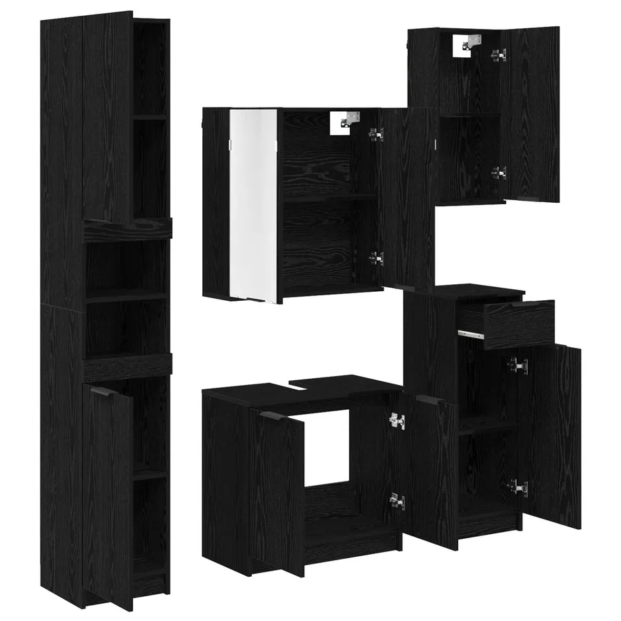 Ensemble de mobilier de salle de bain 5 pcs Chêne noir - 10