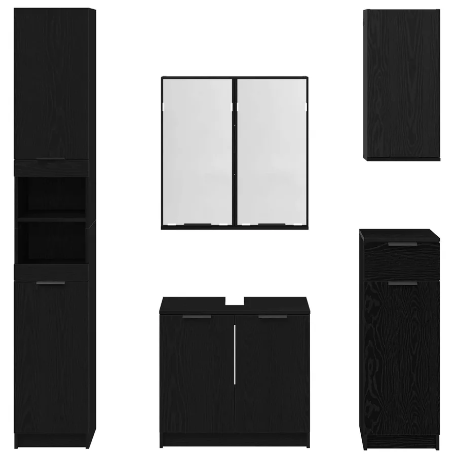 Ensemble de mobilier de salle de bain 5 pcs Chêne noir - 11