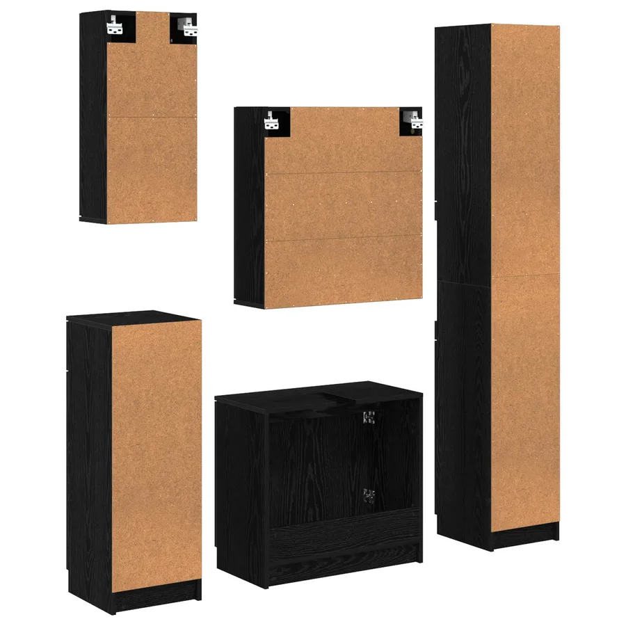 Ensemble de mobilier de salle de bain 5 pcs Chêne noir - 12