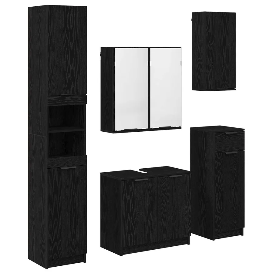Ensemble de mobilier de salle de bain 5 pcs Chêne noir - 2