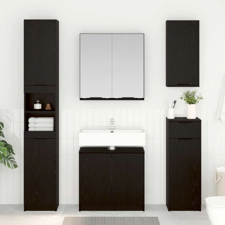 Ensemble de mobilier de salle de bain 5 pcs Chêne noir - 4