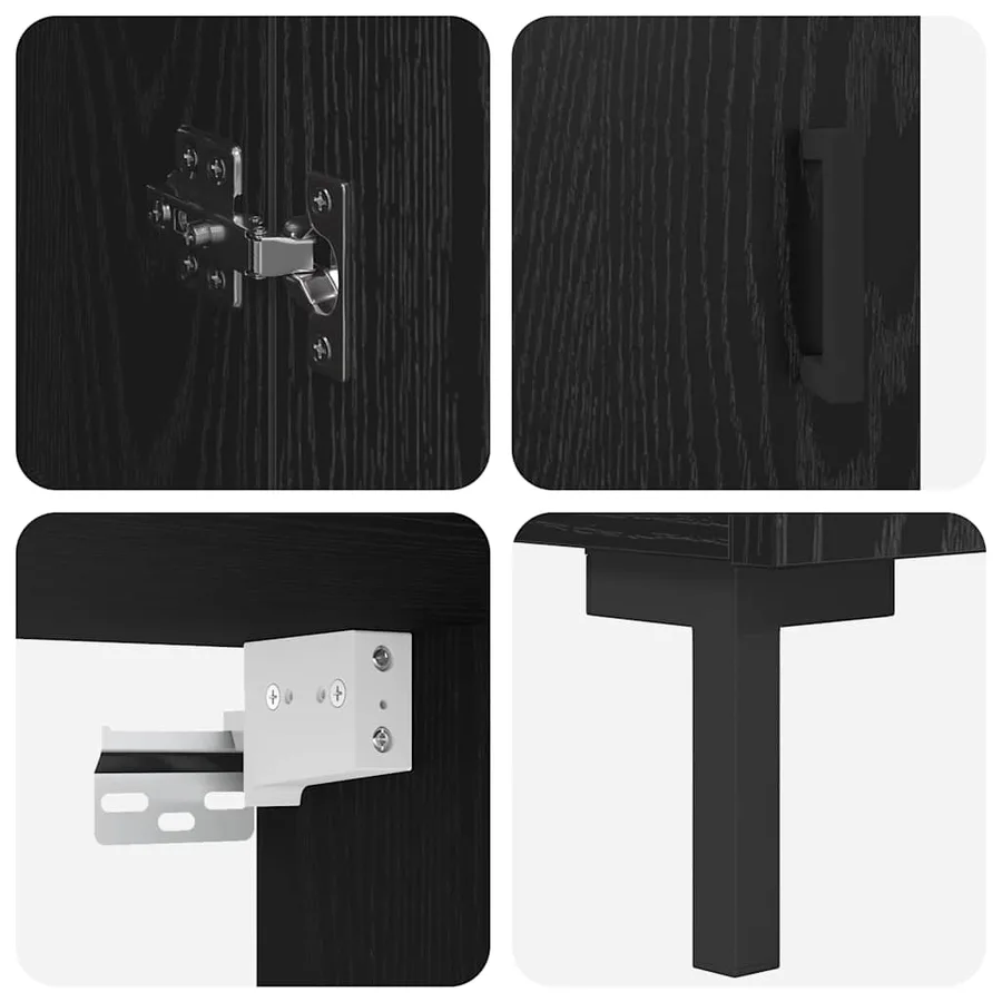 Haut Armoire 2 pcs Chêne noir Bois d'ingénierie - 11