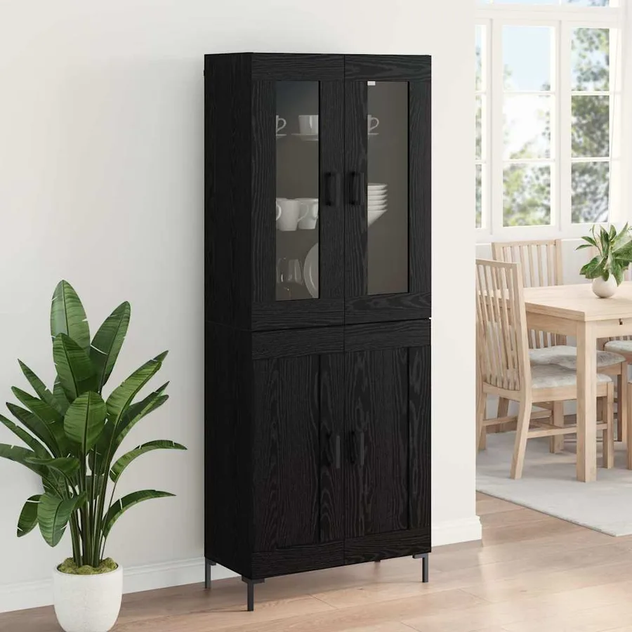Haut Armoire 2 pcs Chêne noir Bois d'ingénierie - 4