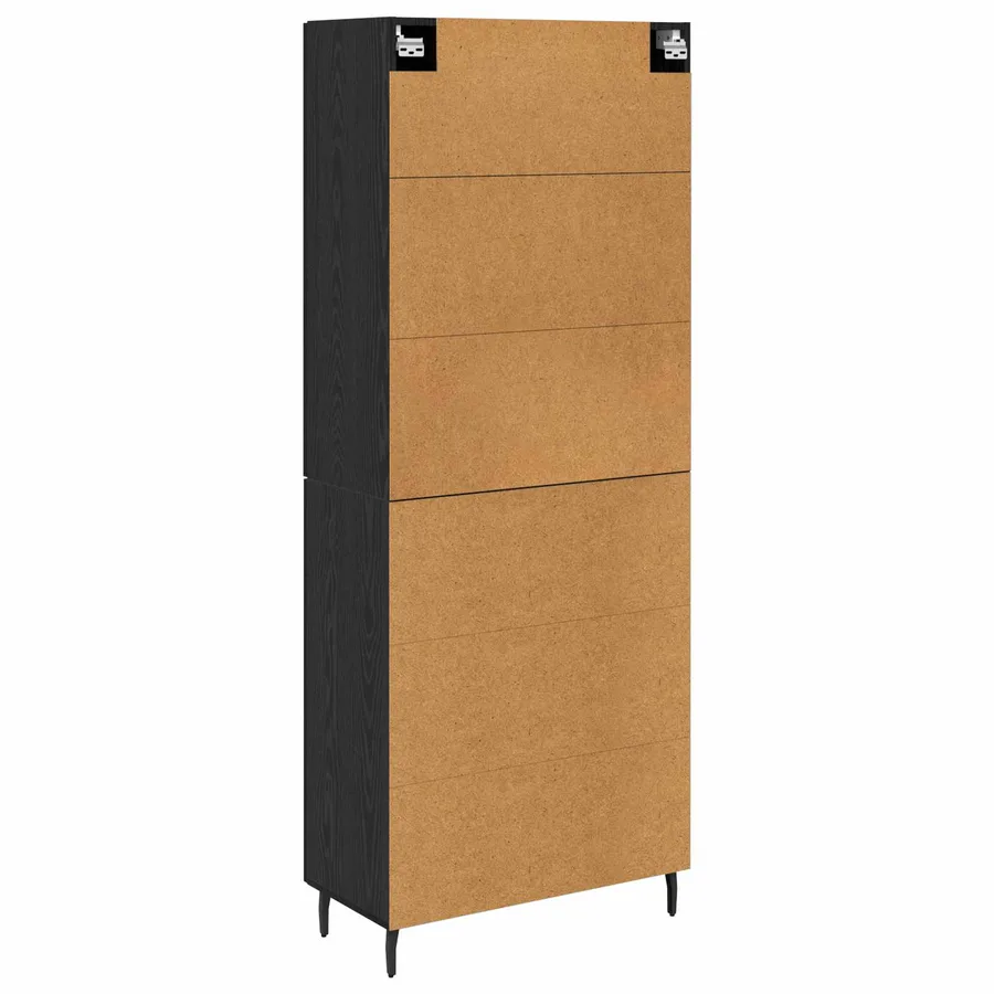 Haut Armoire 2 pcs Chêne noir Bois Aggloméré et Verre - 10