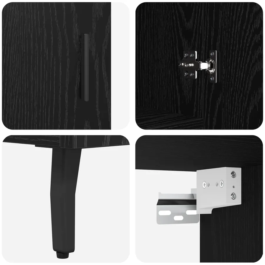Haut Armoire 2 pcs Chêne noir Bois Aggloméré et Verre - 11