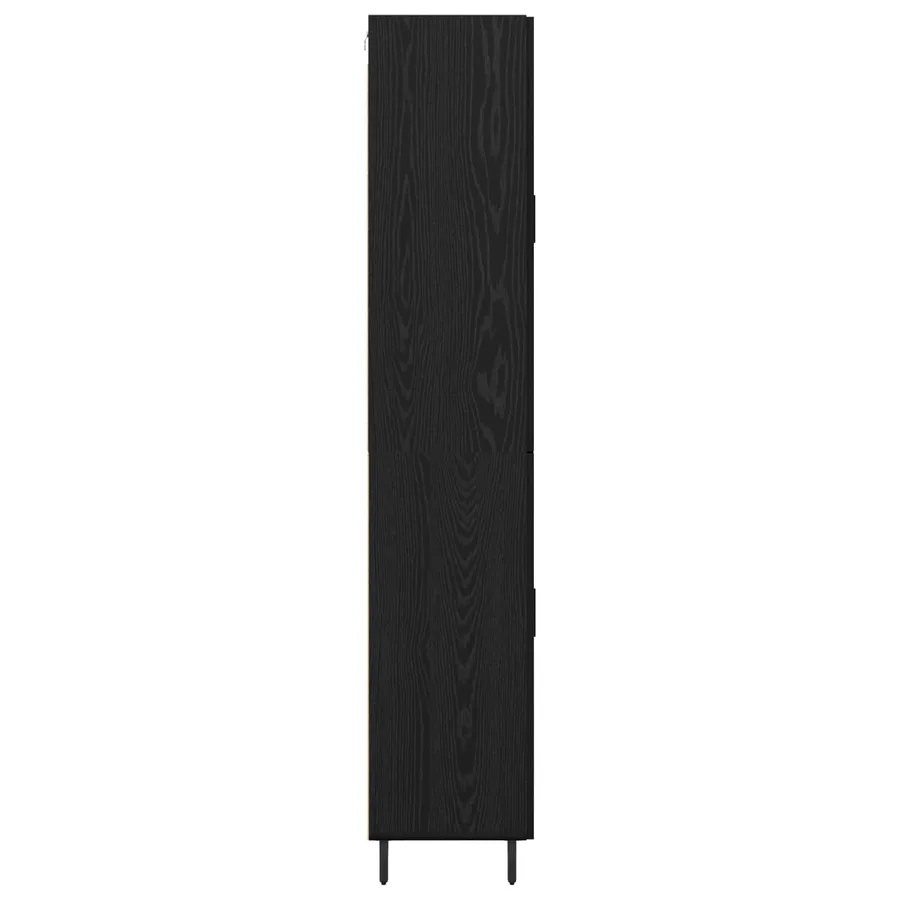 Haut Armoire 2 pcs Chêne noir Bois Aggloméré et Verre - 9
