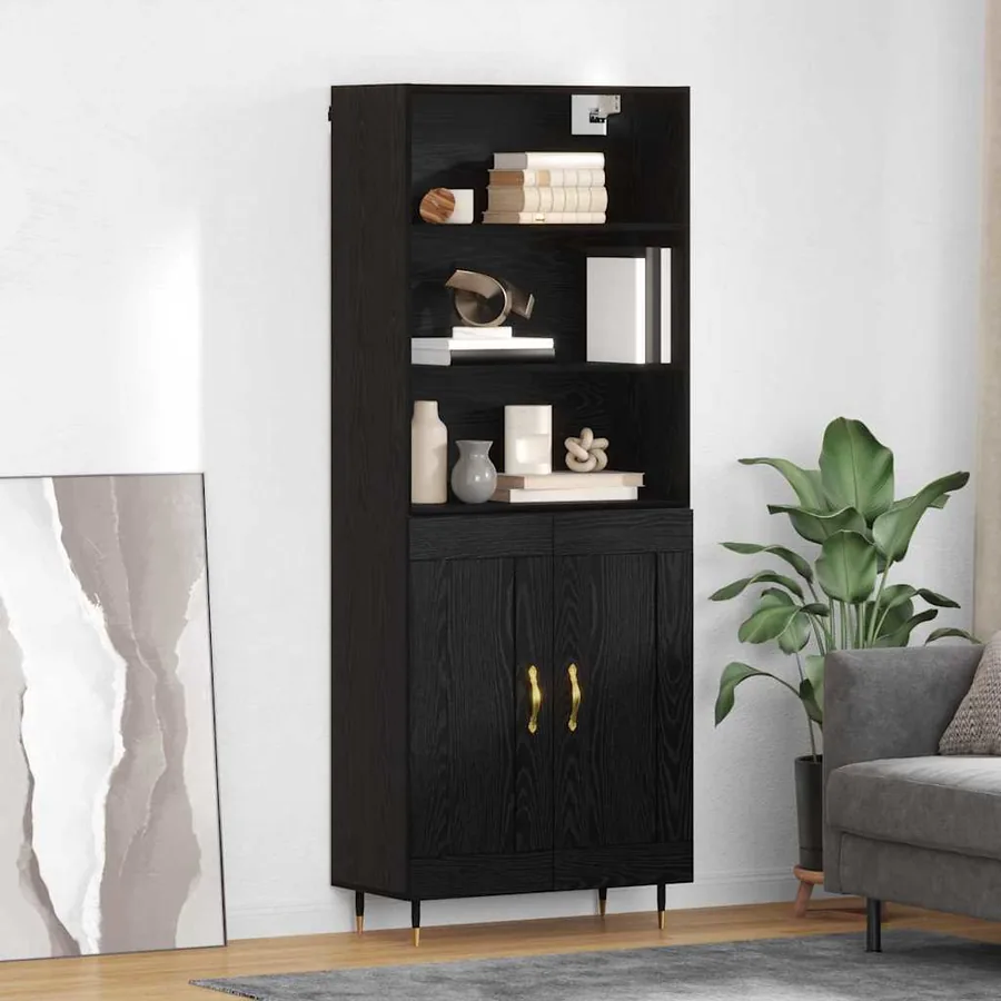 Haut Armoire Chêne noir 69,5 x 34 x 180 cm Bois d'ingénierie
