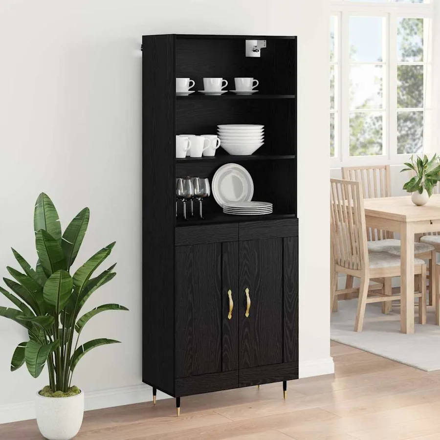 Haut Armoire Chêne noir 69,5 x 34 x 180 cm Bois d'ingénierie - 4