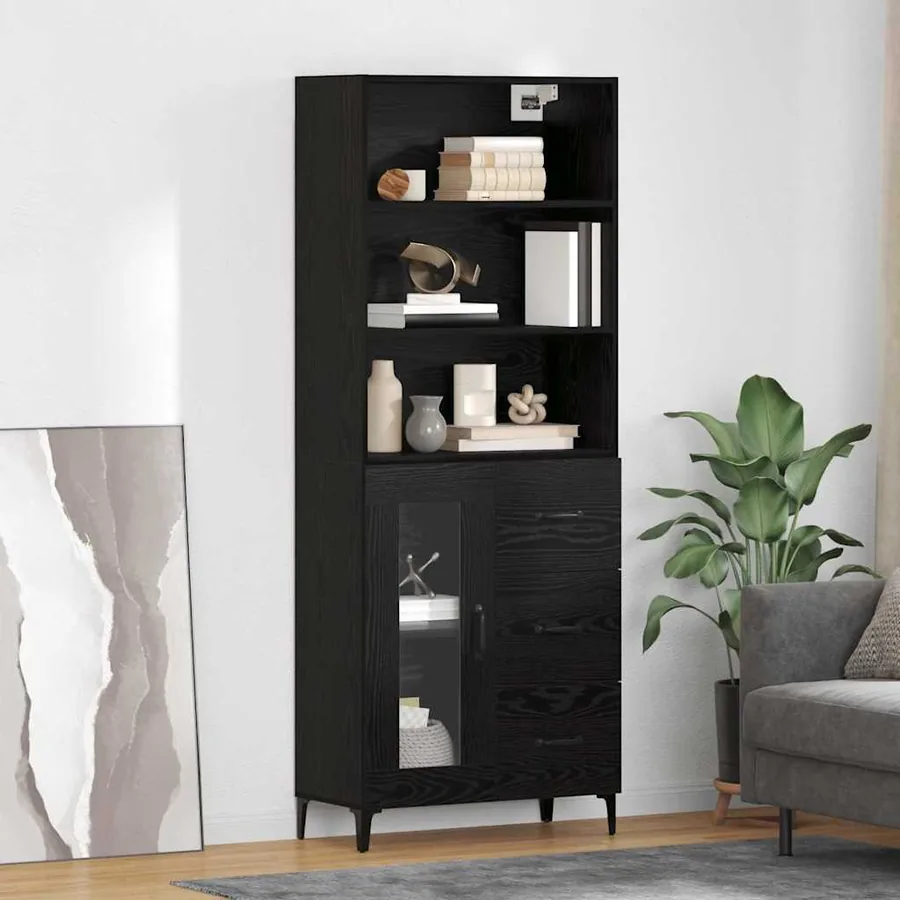 Haut Armoire Chêne noir 69,5 x 34 x 180 cm Bois d'ingénierie