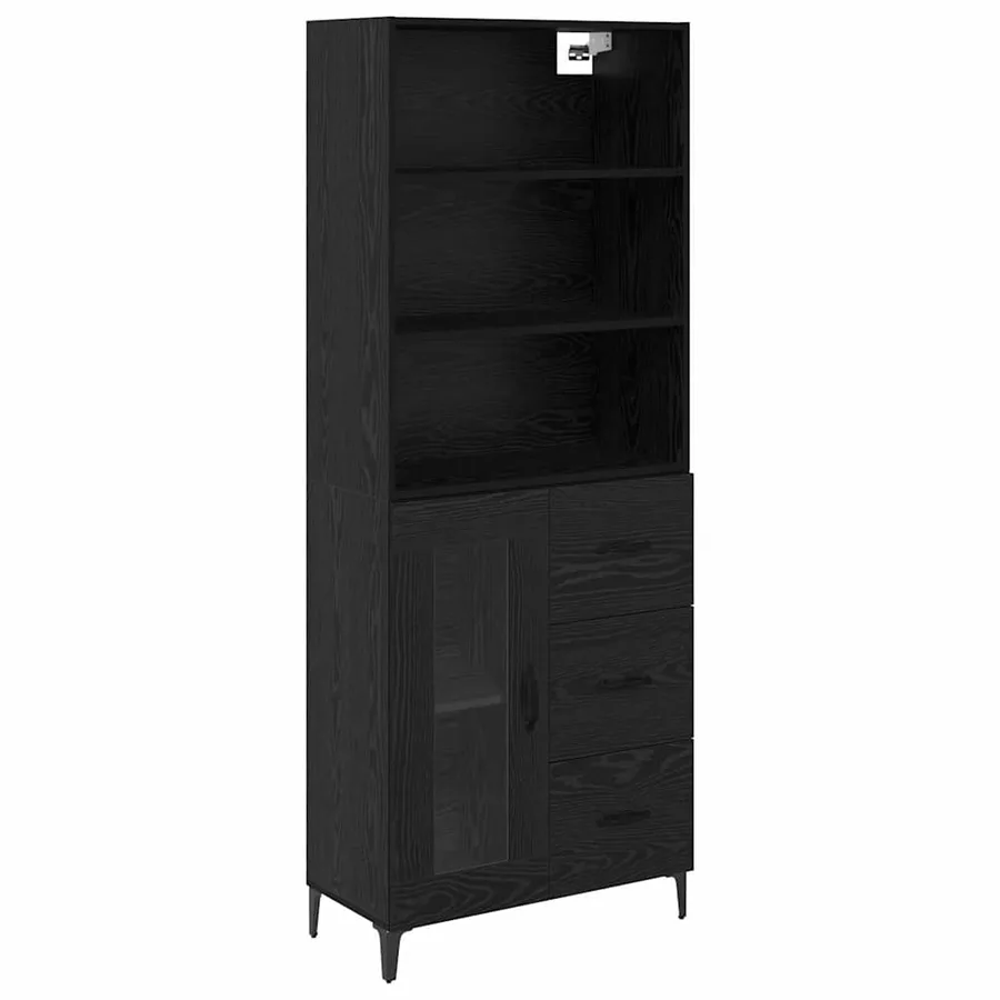 Haut Armoire Chêne noir 69,5 x 34 x 180 cm Bois d'ingénierie - 2
