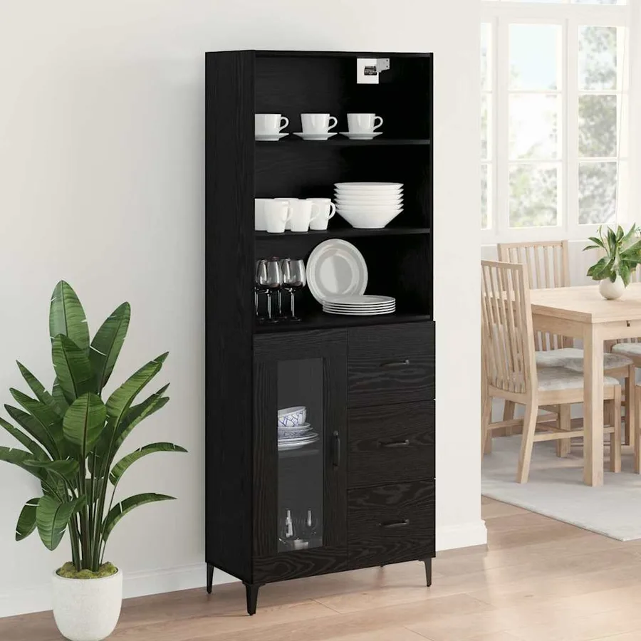 Haut Armoire Chêne noir 69,5 x 34 x 180 cm Bois d'ingénierie - 4