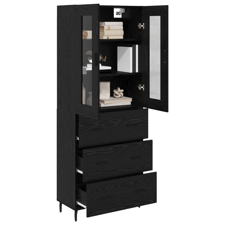 Haut Armoire avec tiroir 2 pcs Chêne noir Bois d'ingénierie - 3