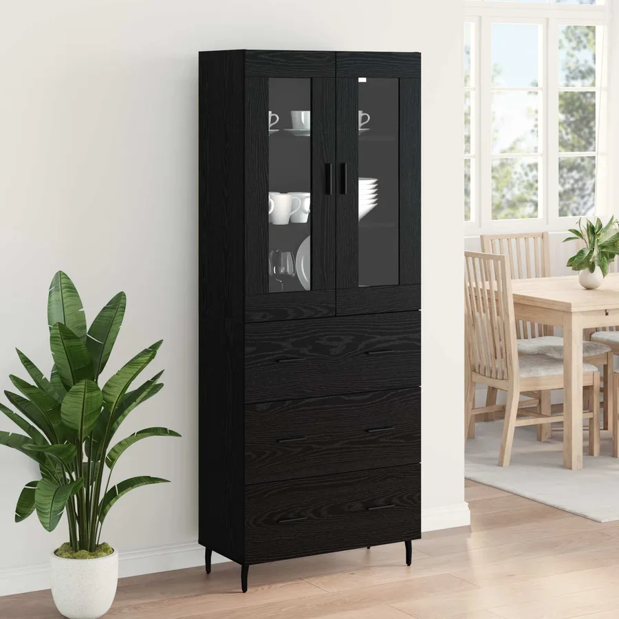 Haut Armoire avec tiroir 2 pcs Chêne noir Bois d'ingénierie - 4